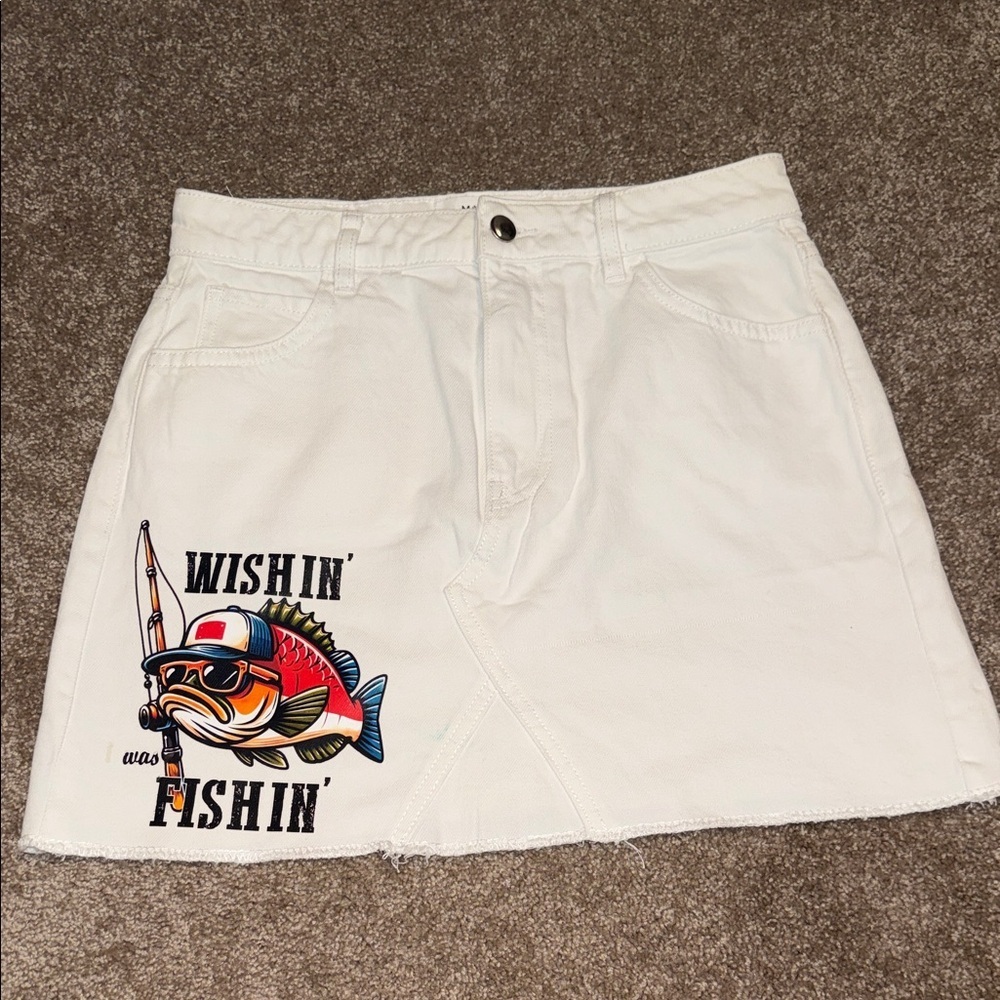 Mango White Organic Cotton Denim Mini Skirt - XS - B12